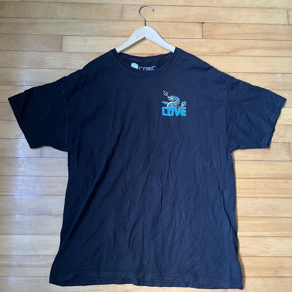 Cove Surf Co Black Graphic T-Shirt XL Skeleton Neptune Sea Dragon Made in USA